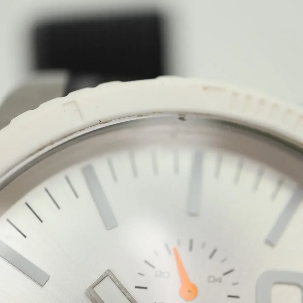 Diesel Oversized Silver White Tone 52mm Chronograph Watch DZ4253 w New Battery